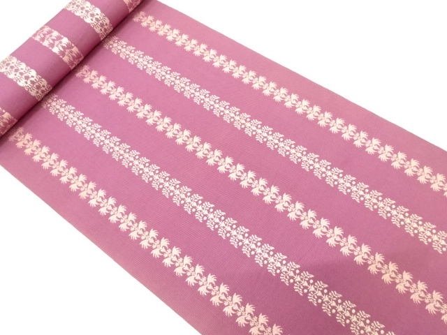 アンティーク　本場筑前博多　花模様織り出し　八寸帯地反物